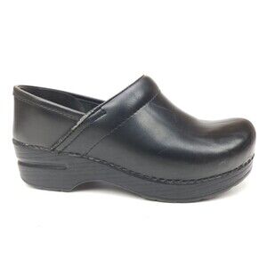 Dansko Black Leather Slip-On Clog